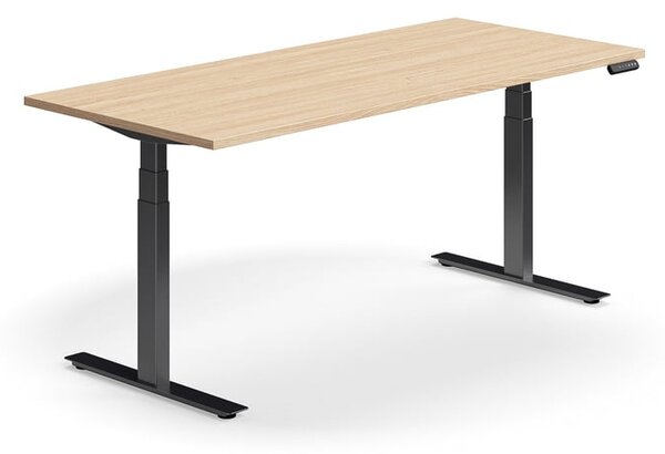 Výškovo nastaviteľný stôl QBUS, rovný, 1800x800 mm, čierny rám, dub