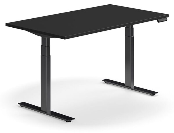 Výškovo nastaviteľný stôl QBUS, rovný, 1400x800 mm, čierny rám, čierna