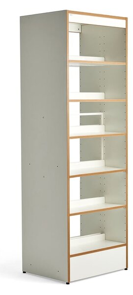 Knižnica STORY, základná sekcia, obojstranná, 2240x747x585 mm, 6 políc, biela