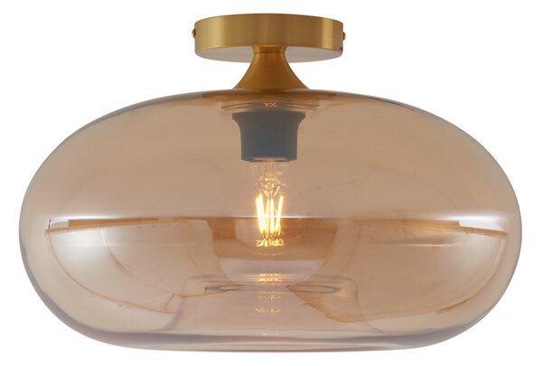 Art Deco stropné svietidlo mosadz s jantárovým sklom 40 cm - Busa