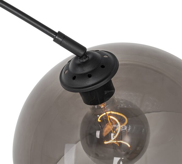 Inteligentná oblúková stojaca lampa čierna s dymovým sklom vrátane WiFi G95 - Arc