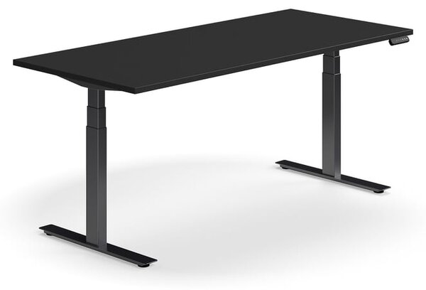 Výškovo nastaviteľný stôl QBUS, rovný, 1800x800 mm, čierny rám, čierna