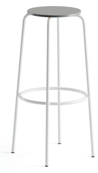 Barová stolička TIMMY, biely rám, svetlošedý sedák, V 830 mm