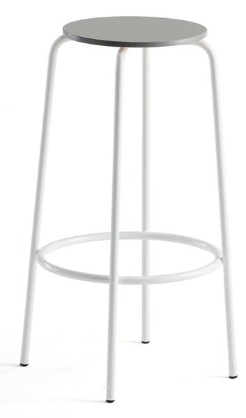 Barová stolička TIMMY, biely rám, svetlošedý sedák, V 730 mm