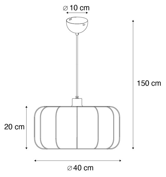 Japandi závesná lampa čierna s bielou 40cm - Madleine