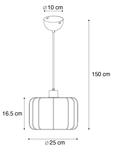 Japandi závesná lampa čierna s bielou 25 cm - Madleine
