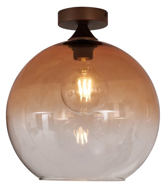 Stropné svietidlo Art Deco tmavý bronz s hnedým sklom - Sandra