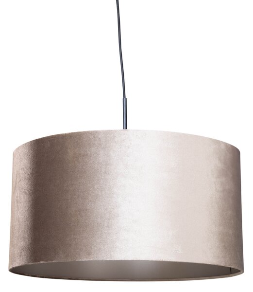 Závesná lampa čierna so zamatovým tienidlom taupe 50cm - Combi 1