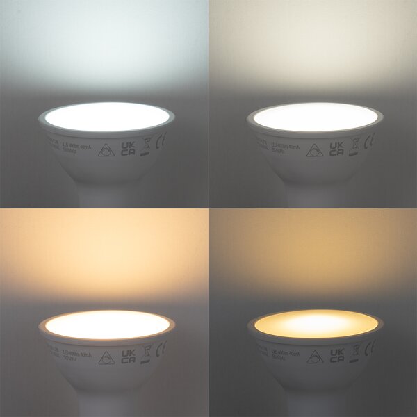 Sada 5 inteligentných stmievateľných LED žiaroviek GU10 50 mm opálová RGBW 4,7 W 400 lm 2700 – 6500 K Zigbee