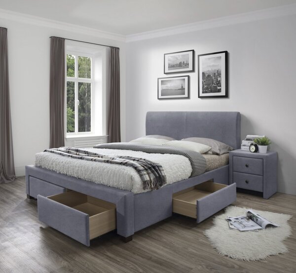 Halmar Posteľ MODENA 3 so zásuvkami 160x200 sivá