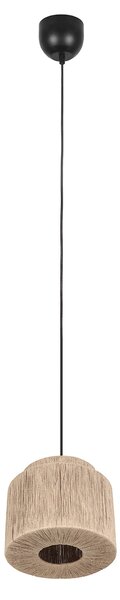 Japandi závesná lampa čierna s hnedým lanom 31cm - Smilla