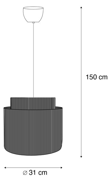 Japandi závesná lampa čierna s hnedým lanom 31cm - Smilla