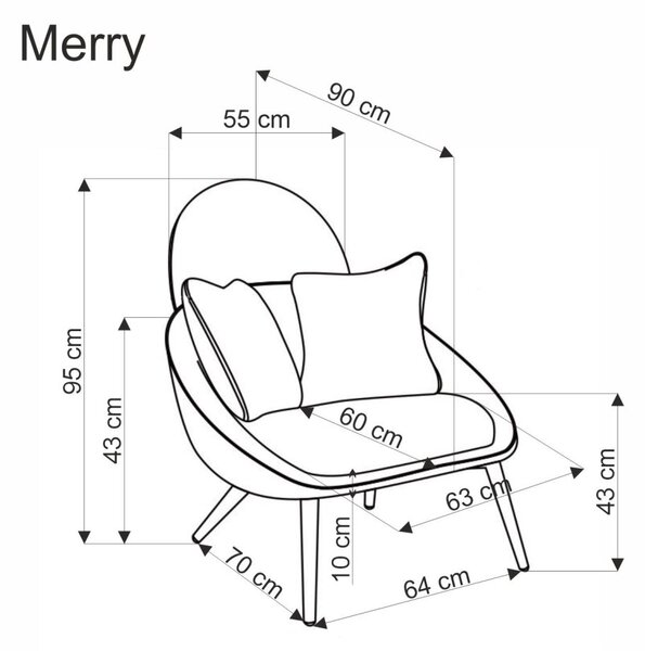 Halmar Kreslo MERRY sivé