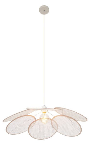 Japandi závesná lampa krémová s ľanovým tienidlom - Aisha