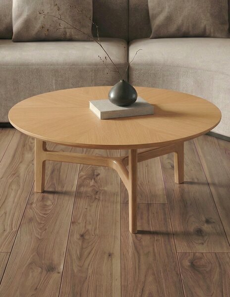 BELLUNO Prírodný jaseň - DREVENÝ KONFERENČNÝ STOLÍK Ø65 cm OKRÚHLY MODERN CLASSIC