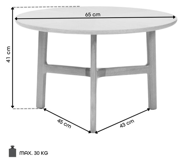 BELLUNO Prírodný orech (tmavohnedá) - DREVENÝ KONFERENČNÝ STOLÍK Ø65 cm OKRÚHLY MODERN CLASSIC