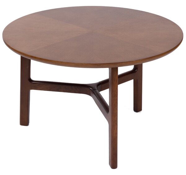 BELLUNO Prírodný orech (tmavohnedá) - DREVENÝ KONFERENČNÝ STOLÍK Ø65 cm OKRÚHLY MODERN CLASSIC