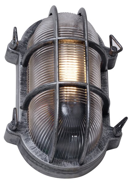 Vonkajšia nástenná lampa strieborná oválna IP44 - Noutica