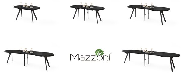 EXPANSO Čierny mat / čierne nohy - OVÁLNY ROZKLADACÍ STÔL 160-360 cm PRE 16-18 OSÔB