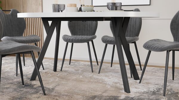 EXPANSO Biely mat / čierne nohy - OVÁLNY ROZKLADACÍ STÔL 160-360 cm PRE 16-18 OSÔB