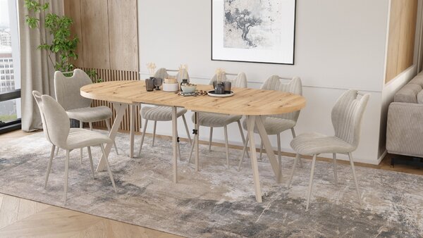 EXPANSO Dub Artisan / kašmírové nohy - OVÁLNY ROZKLADACÍ STÔL 160-360 cm PRE 16-18 OSÔB
