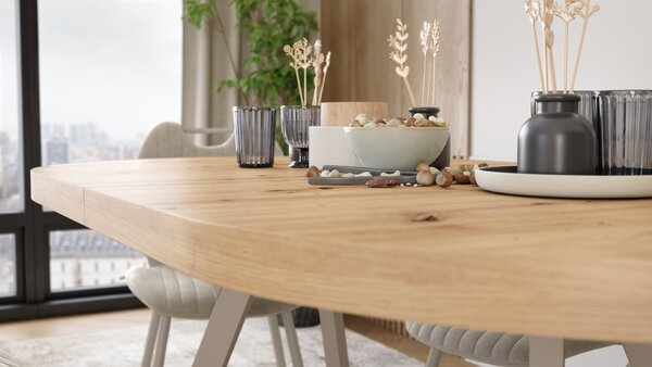 EXPANSO Dub Artisan / kašmírové nohy - OVÁLNY ROZKLADACÍ STÔL 160-360 cm PRE 16-18 OSÔB