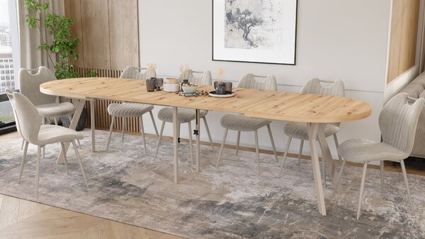 EXPANSO Dub Artisan / kašmírové nohy - OVÁLNY ROZKLADACÍ STÔL 160-360 cm PRE 16-18 OSÔB