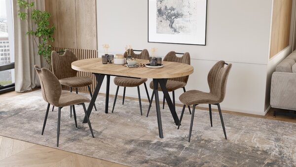 EXPANSO Dub Artisan / čierne nohy - OVÁLNY ROZKLADACÍ STÔL 160-360 cm PRE 16-18 OSÔB