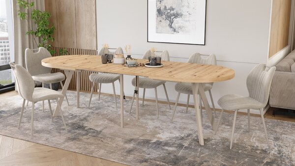 EXPANSO Dub Artisan / kašmírové nohy - OVÁLNY ROZKLADACÍ STÔL 160-360 cm PRE 16-18 OSÔB