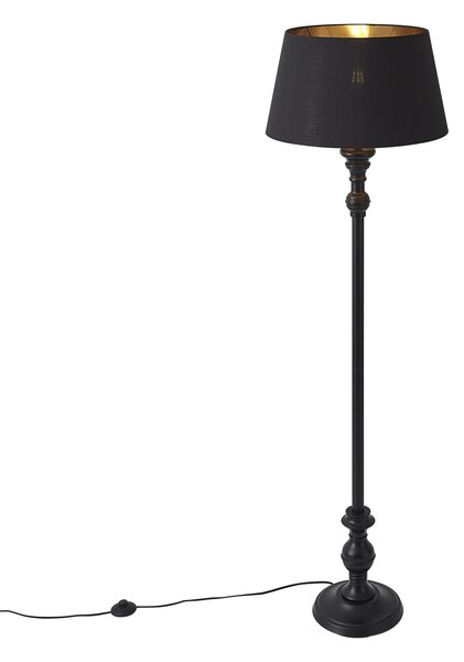Stojacia lampa s tienidlom 45 cm čierna so zlatým interiérom - Classico