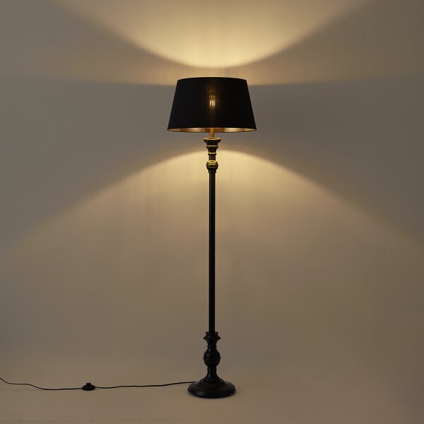 Stojacia lampa s tienidlom 45 cm čierna so zlatým interiérom - Classico