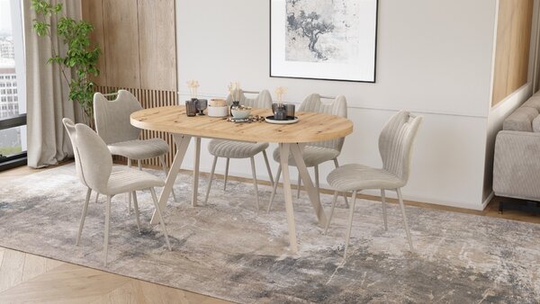 EXPANSO Dub Artisan / kašmírové nohy - OVÁLNY ROZKLADACÍ STÔL 160-360 cm PRE 16-18 OSÔB