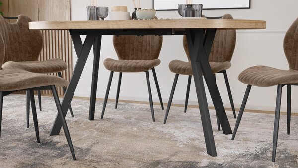 EXPANSO Dub Artisan / čierne nohy - OVÁLNY ROZKLADACÍ STÔL 160-360 cm PRE 16-18 OSÔB