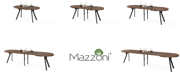 EXPANSO Hnedý dub / čierne nohy - OVÁLNY ROZKLADACÍ STÔL 160-360 cm PRE 16-18 OSÔB