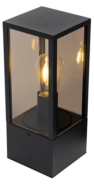 Vonkajšia stojaca lampa čierna s dymovým sklom 40 cm IP44 - Charlois