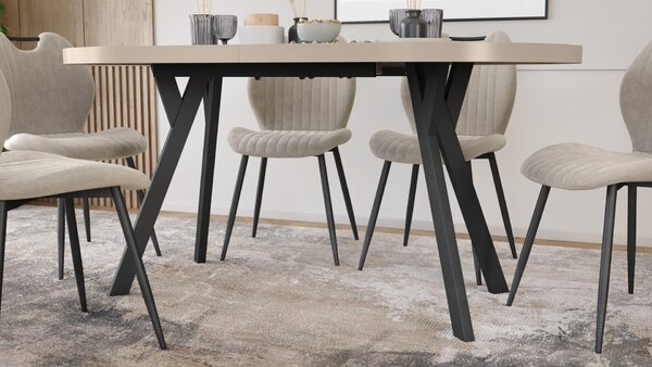 EXPANSO Kašmír / čierne nohy - OVÁLNY ROZKLADACÍ STÔL 160-360 cm PRE 16-18 OSÔB