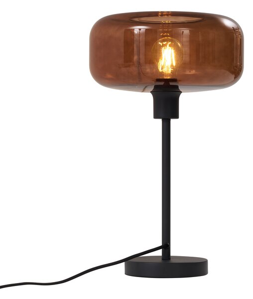 Retro stolová lampa čierna s bronzovým sklom - Bizle