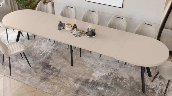EXPANSO Kašmír / čierne nohy - OVÁLNY ROZKLADACÍ STÔL 160-360 cm PRE 16-18 OSÔB