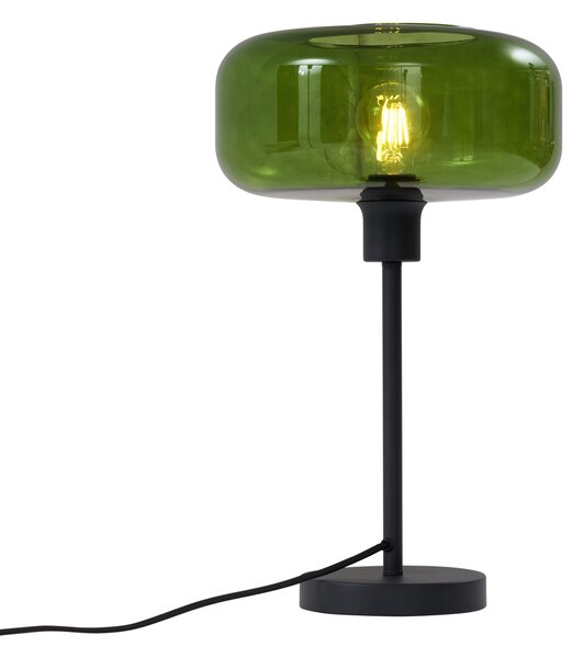 Retro stolová lampa čierna so zeleným sklom - Bizle