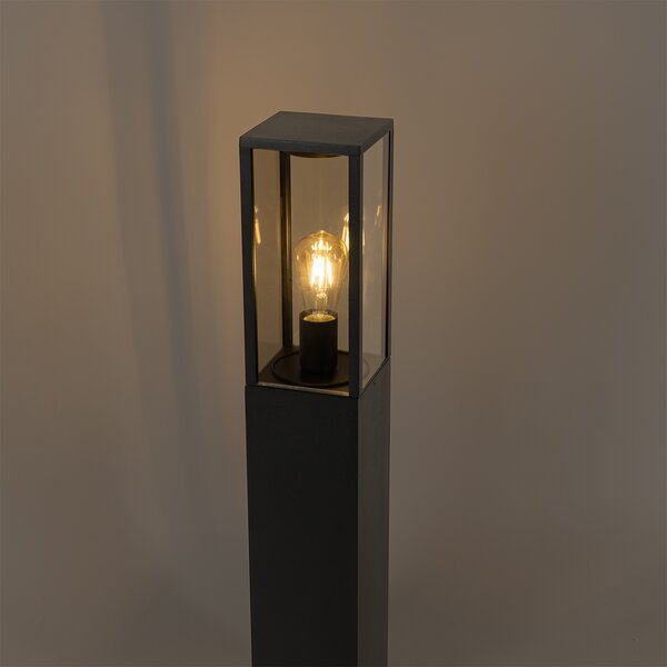 Stojaca vonkajšia lampa čierna s dymovým sklom 80 cm IP44 - Charlois