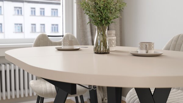 ALMO Kašmír / čierne nohy - OVÁLNY ROZKLADACÍ STÔL 120-220 cm PRE 10-12 OSÔB