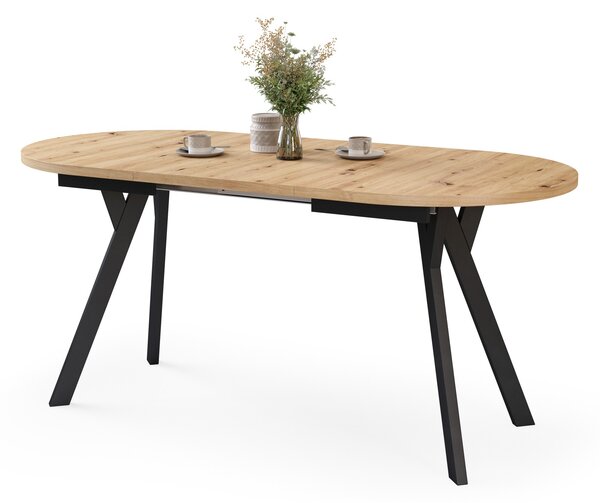 ALMO Dub Artisan / čierne nohy - OVÁLNY ROZKLADACÍ STÔL 120-220 cm PRE 10-12 OSÔB