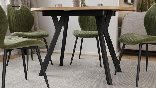 ALMO Dub Artisan / čierne nohy - OVÁLNY ROZKLADACÍ STÔL 120-220 cm PRE 10-12 OSÔB