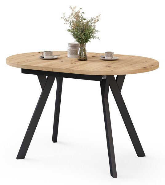ALMO Dub Artisan / čierne nohy - OVÁLNY ROZKLADACÍ STÔL 120-220 cm PRE 10-12 OSÔB