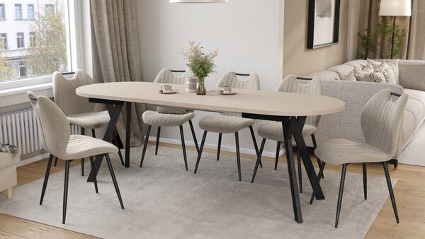 ALMO Kašmír / čierne nohy - OVÁLNY ROZKLADACÍ STÔL 120-220 cm PRE 10-12 OSÔB