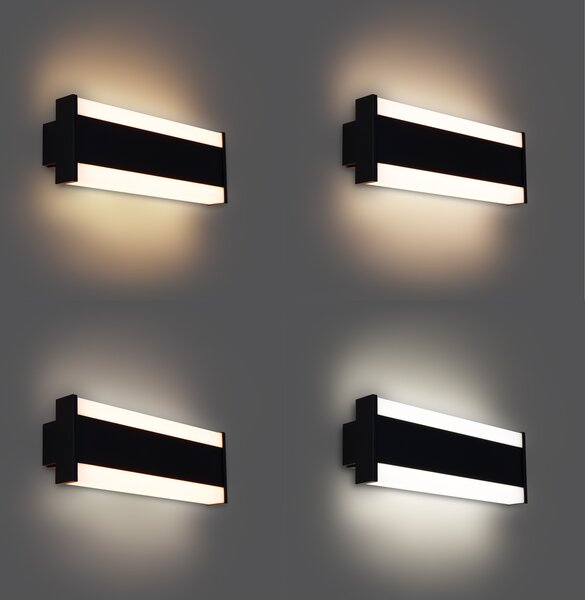 Moderné nástenné svietidlo čierne 30 cm vrátane LED CCT IP54 - Vanya