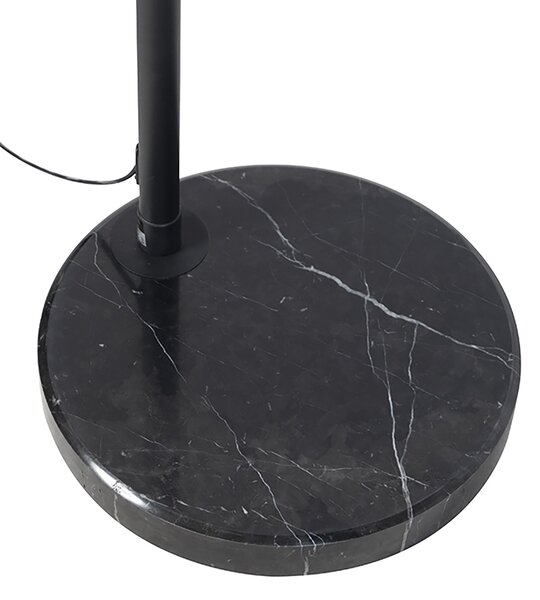 Moderná oblúková lampa čierna s orientálnym tienidlom a bambusom 50 cm - XXL Rina