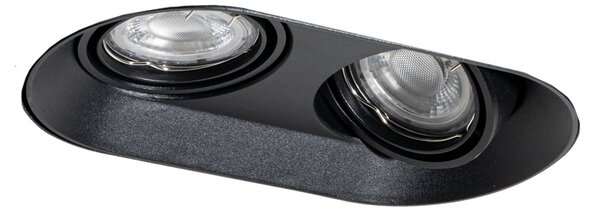 Okrúhle zapustené bodové svetlo čierne GU10 50 mm 2-svetlo - Hubs