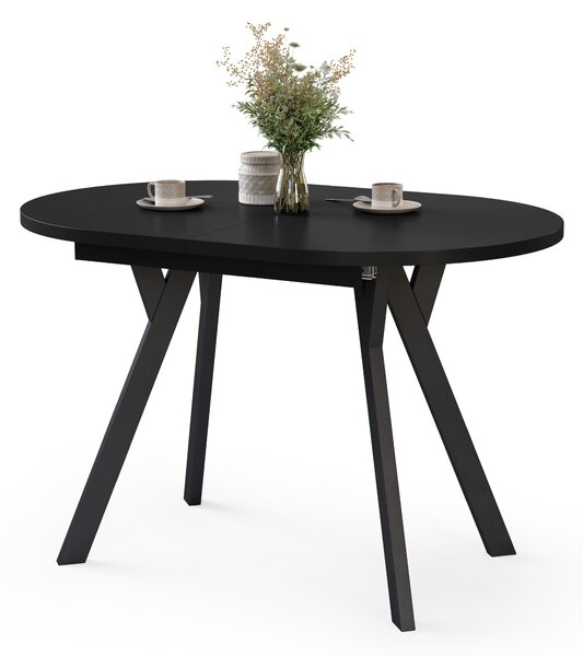 ALMO Čierny mat / čierne nohy - OVÁLNY ROZKLADACÍ STÔL 120-220 cm PRE 10-12 OSÔB