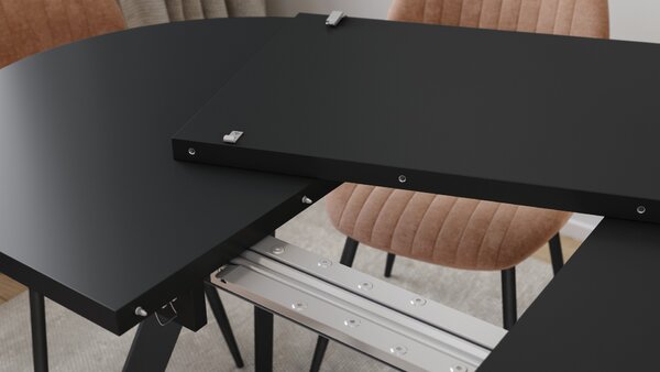 ALMO Čierny mat / čierne nohy - OVÁLNY ROZKLADACÍ STÔL 120-220 cm PRE 10-12 OSÔB